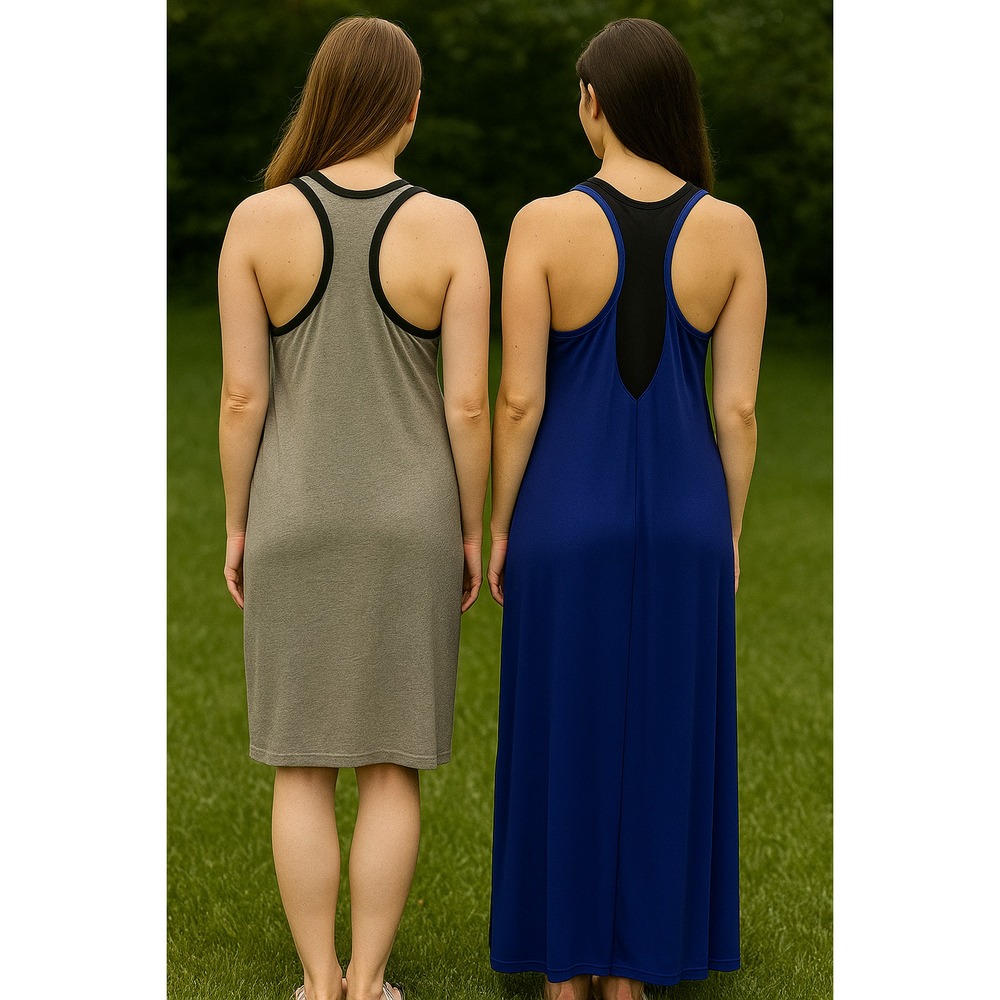 Lot‎ 2 Fabletics Dresses M Racerback Activewear Athleisure Midi Maxi Travel